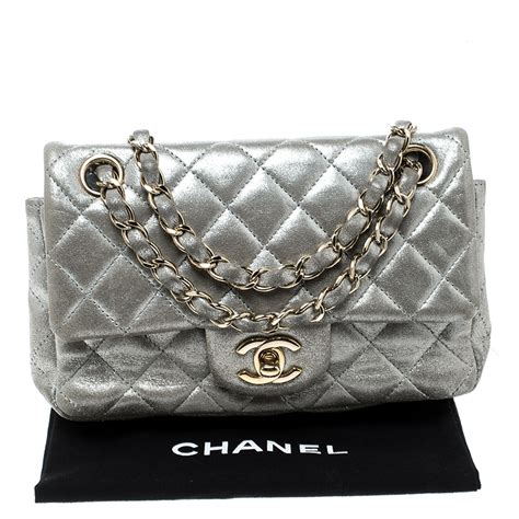 chanel small classic flap silver hardware|chanel classic flap small price.